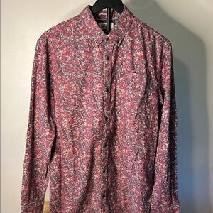 Tommy Hilfiger Red Floral Casual Button Down Shirt